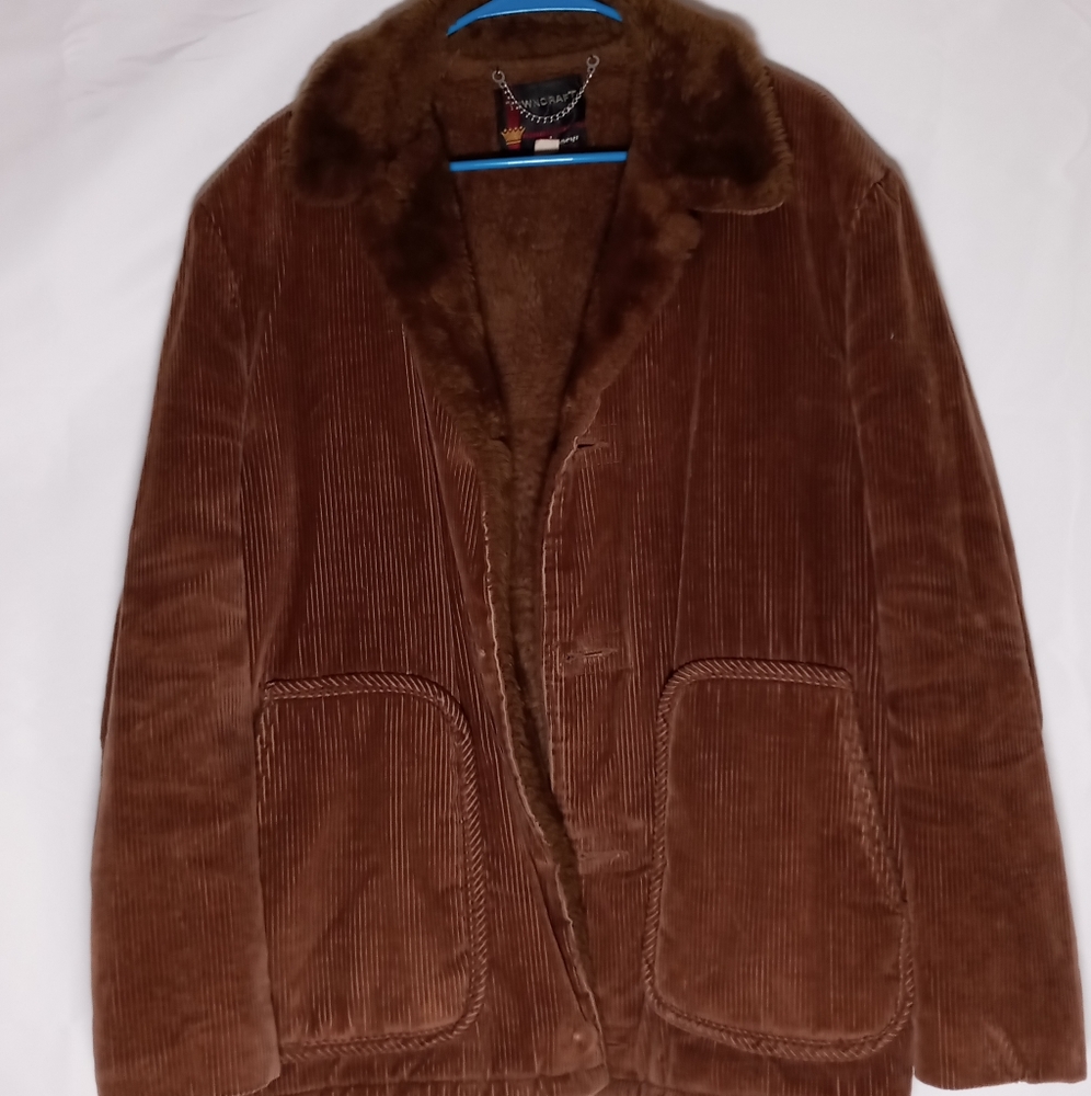 1970's VINTAGE-INCREDIBLE FAUX FURR & CORUDORY WINTER COAT
